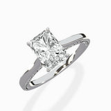 Modern Slim Hidden Halo Solitaire Ring Engagement Ring