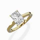 Modern Slim Hidden Halo Solitaire Ring Engagement Ring