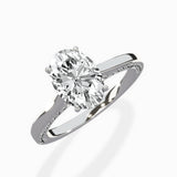 Modern Slim Hidden Halo Solitaire Ring Engagement Ring