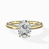 Modern Slim Hidden Halo Solitaire Ring Engagement Ring