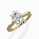 Modern Slim Hidden Halo Solitaire Ring Engagement Ring