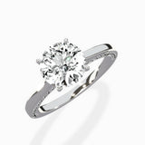 Modern Slim Hidden Halo Solitaire Ring Engagement Ring
