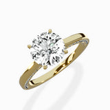 Modern Slim Hidden Halo Solitaire Ring Engagement Ring