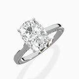 Modern Slim Hidden Halo Solitaire Ring Engagement Ring