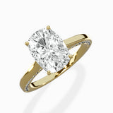 Modern Slim Hidden Halo Solitaire Ring Engagement Ring