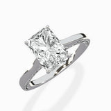 Modern Slim Hidden Halo Solitaire Ring Engagement Ring