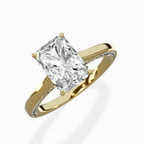 Modern Slim Hidden Halo Solitaire Ring Engagement Ring