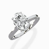 Modern Slim Hidden Halo Solitaire Ring Engagement Ring