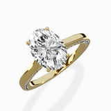 Modern Slim Hidden Halo Solitaire Ring Engagement Ring