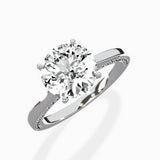 Modern Slim Hidden Halo Solitaire Ring Engagement Ring