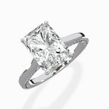 Modern Slim Hidden Halo Solitaire Ring Engagement Ring