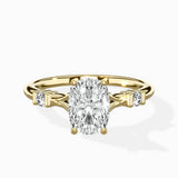 Angled Bypass Pave Solitaire Ring Engagement Ring
