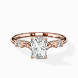 Angled Bypass Pave Solitaire Ring Engagement Ring