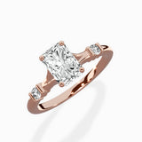 Angled Bypass Pave Solitaire Ring Engagement Ring