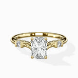 Angled Bypass Pave Solitaire Ring Engagement Ring
