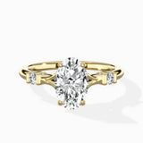 Angled Bypass Pave Solitaire Ring Engagement Ring