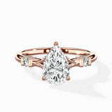 Angled Bypass Pave Solitaire Ring Engagement Ring
