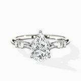 Angled Bypass Pave Solitaire Ring Engagement Ring