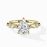 Angled Bypass Pave Solitaire Ring Engagement Ring