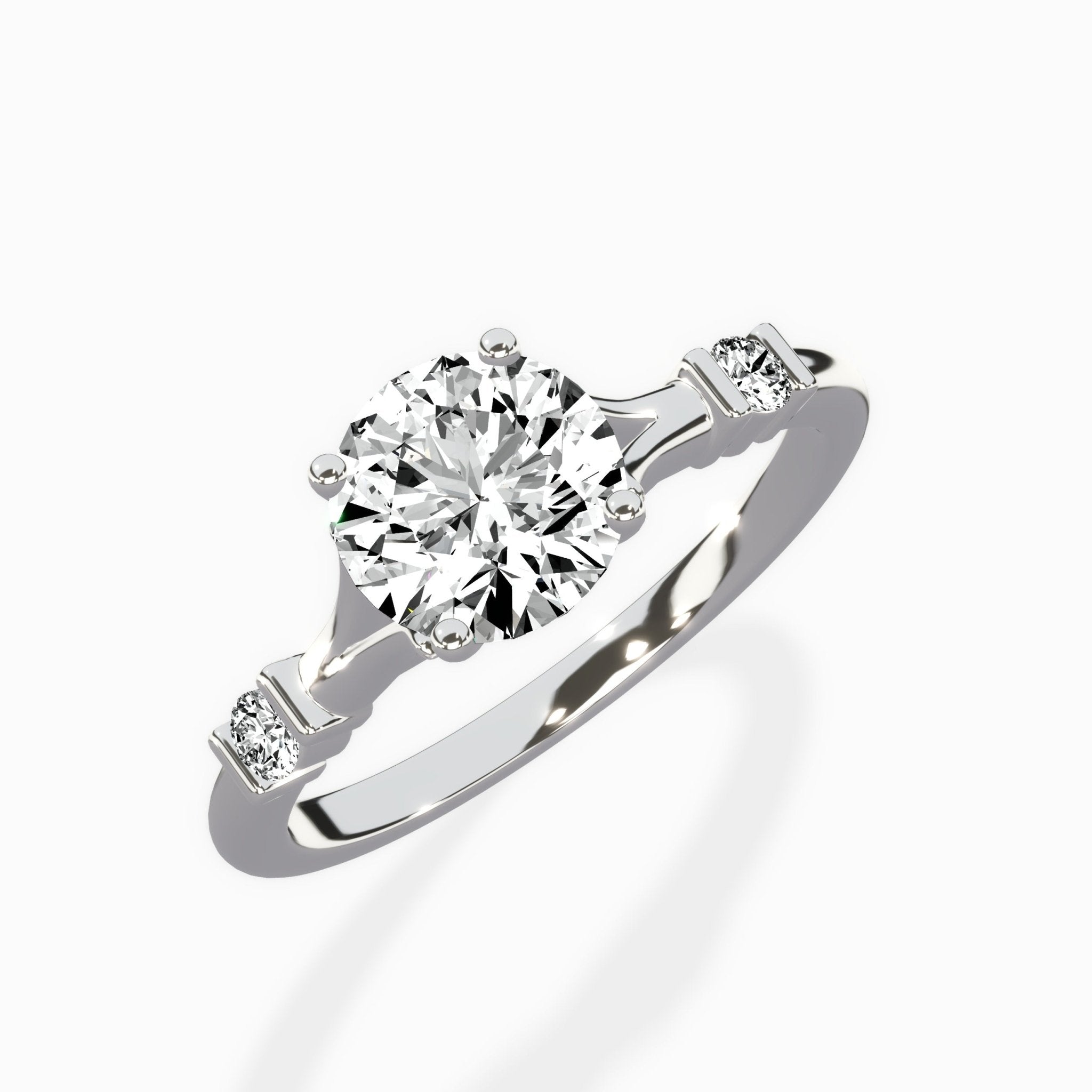 Angled Bypass Pave Solitaire Ring Engagement Ring - The Better Diamonds