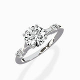 Angled Bypass Pave Solitaire Ring Engagement Ring