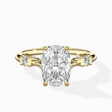 Angled Bypass Pave Solitaire Ring Engagement Ring