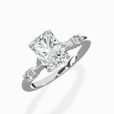 Angled Bypass Pave Solitaire Ring Engagement Ring