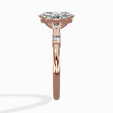 Angled Bypass Pave Solitaire Ring Engagement Ring
