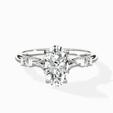 Angled Bypass Pave Solitaire Ring Engagement Ring