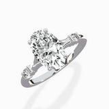 Angled Bypass Pave Solitaire Ring Engagement Ring