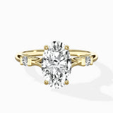 Angled Bypass Pave Solitaire Ring Engagement Ring