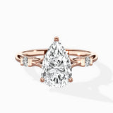 Angled Bypass Pave Solitaire Ring Engagement Ring