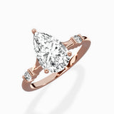 Angled Bypass Pave Solitaire Ring Engagement Ring