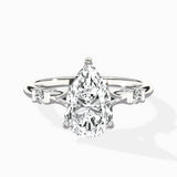 Angled Bypass Pave Solitaire Ring Engagement Ring