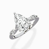 Angled Bypass Pave Solitaire Ring Engagement Ring