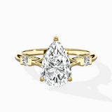 Angled Bypass Pave Solitaire Ring Engagement Ring