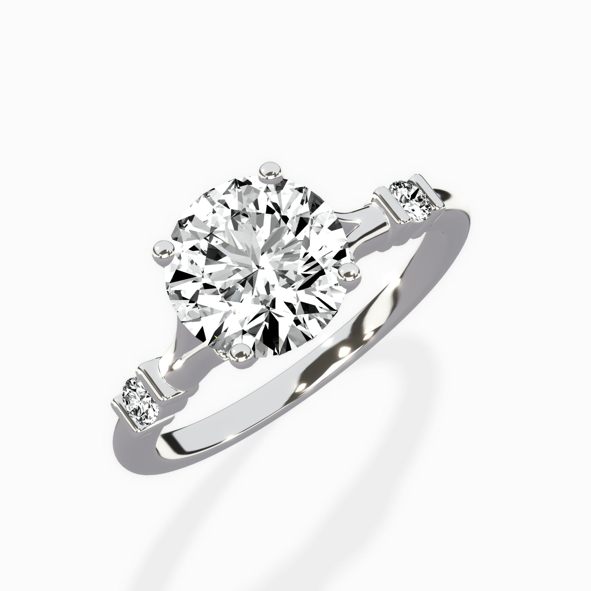 Angled Bypass Pave Solitaire Ring Engagement Ring - The Better Diamonds