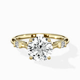 Angled Bypass Pave Solitaire Ring Engagement Ring