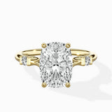 Angled Bypass Pave Solitaire Ring Engagement Ring