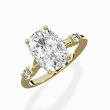 Angled Bypass Pave Solitaire Ring Engagement Ring