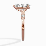 Angled Bypass Pave Solitaire Ring Engagement Ring