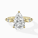 Angled Bypass Pave Solitaire Ring Engagement Ring