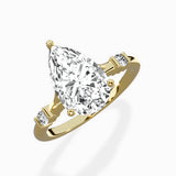 Angled Bypass Pave Solitaire Ring Engagement Ring