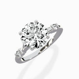 Angled Bypass Pave Solitaire Ring Engagement Ring