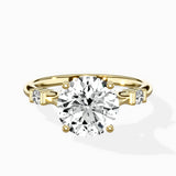 Angled Bypass Pave Solitaire Ring Engagement Ring