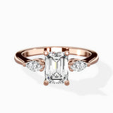 Three Stone Tapered Accent Ring Engagement Ring