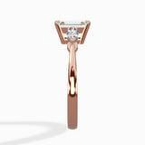 Three Stone Tapered Accent Ring Engagement Ring