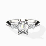 Three Stone Tapered Accent Ring Engagement Ring