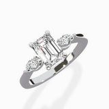Three Stone Tapered Accent Ring Engagement Ring