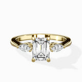 Three Stone Tapered Accent Ring Engagement Ring